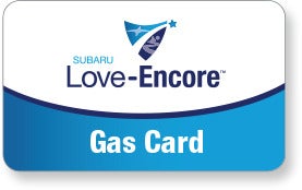 Subaru Love Encore gas card image with Subaru Love-Encore logo. | Williams Subaru in Charlotte NC
